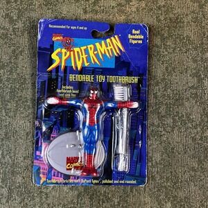 Vintage Marvel Comics Spiderman Super Heroes Bendable Toothbrush 1996 NEW NIP